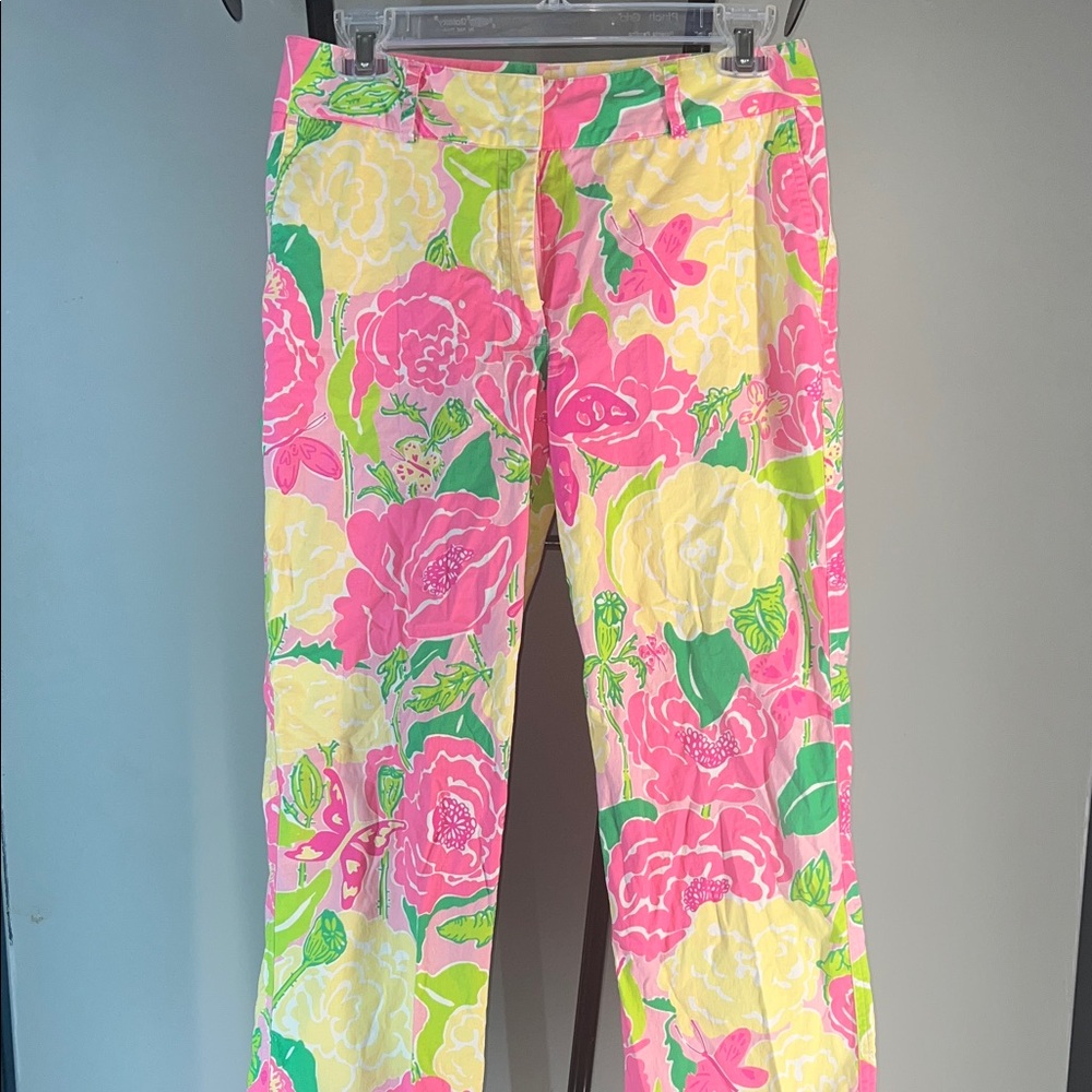 Lilly Pulitzer Neon Pink, Yellow & Green Floral Trousers